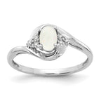 14k White Gold 6x4 Oval October/Opal and Diamond Ring