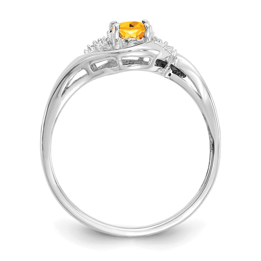 14k White Gold 6x4 Oval November/Citrine and Diamond Ring