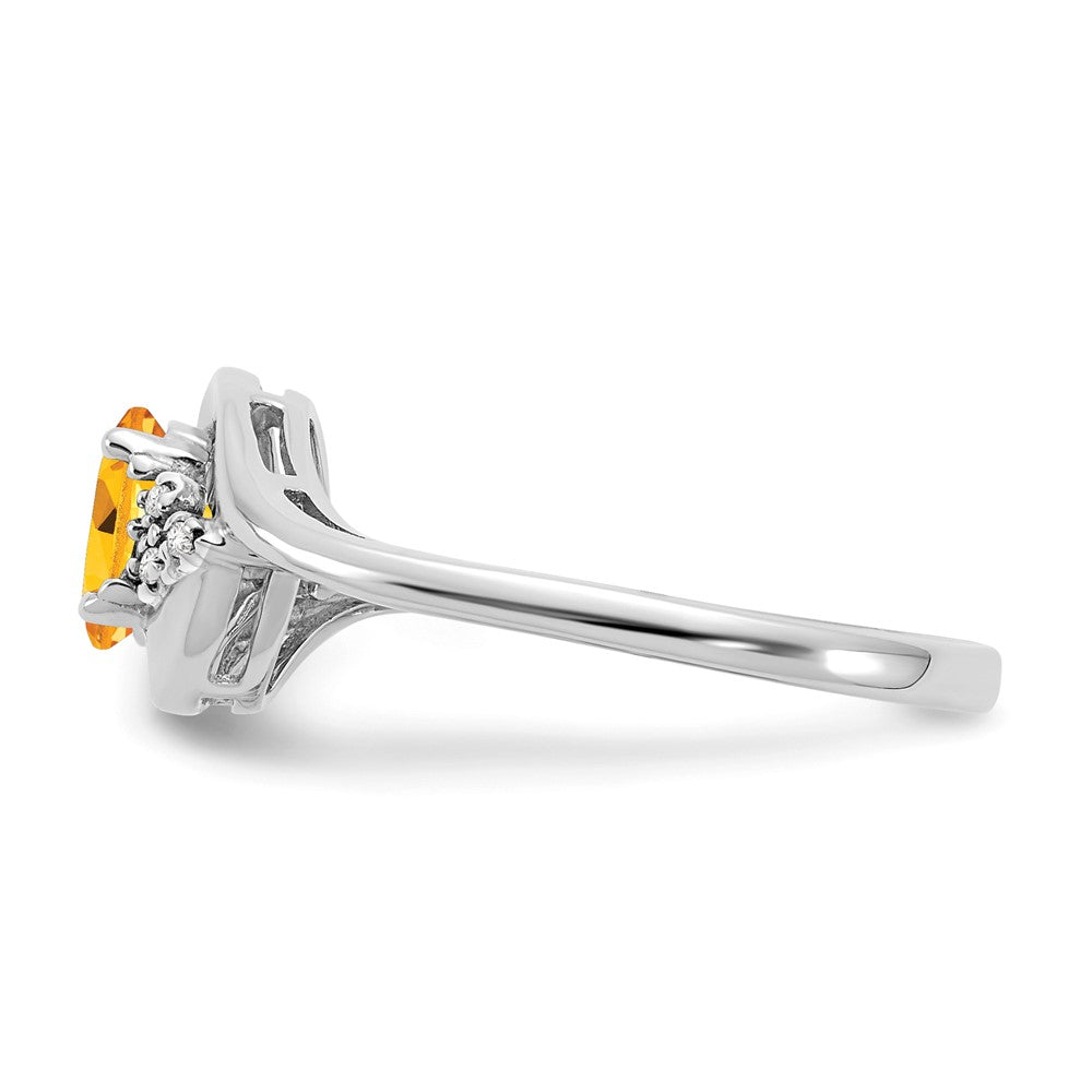 14k White Gold 6x4 Oval November/Citrine and Diamond Ring