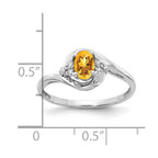 14k White Gold 6x4 Oval November/Citrine and Diamond Ring