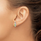 14k White Gold 5x3 Oval August/Peridot and Diamond Post Earrings