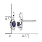 14k White Gold 5x3 Oval September/Sapphire and Diamond Post Earrings