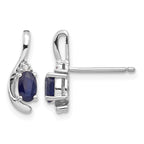 14k White Gold 5x3 Oval September/Sapphire and Diamond Post Earrings