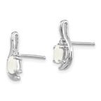 14k White Gold 5x3 Oval October/Opal and Diamond Post Earrings