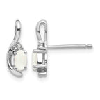 14k White Gold 5x3 Oval October/Opal and Diamond Post Earrings
