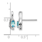 14k White Gold 5x3 Oval December/Blue Topaz and Diamond Post Earrings