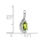 14k White Gold 6x4 Oval August/Peridot and Diamond Pendant