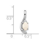 14k White Gold 6x4 Oval October/Opal and Diamond Pendant