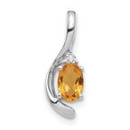 14k White Gold 6x4 Oval November/Citrine and Diamond Pendant