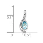 14k White Gold 6x4 Oval December/Blue Topaz and Diamond Pendant