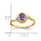 14k 6x4 Oval February/Amethyst and Diamond Ring