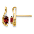14k 5x3 Oval January/Garnet and Diamond Post Earrings
