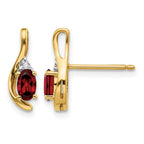 14k 5x3 Oval January/Garnet and Diamond Post Earrings