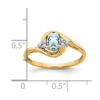 14k 6x4 Oval March/Aquamarine and Diamond Ring