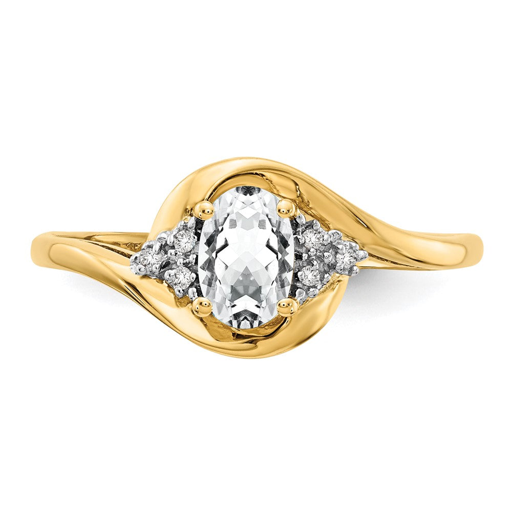 14k 6x4 Oval April/White Topaz and Diamond Ring