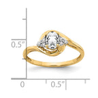 14k 6x4 Oval April/White Topaz and Diamond Ring