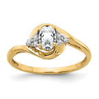 14k 6x4 Oval April/White Topaz and Diamond Ring