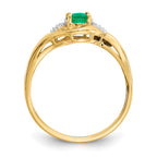 14k 6x4 Oval May/Emerald and Diamond Ring