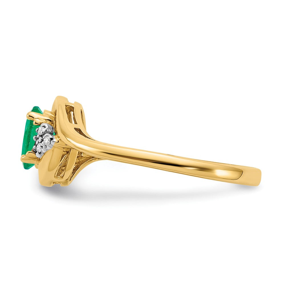 14k 6x4 Oval May/Emerald and Diamond Ring