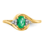14k 6x4 Oval May/Emerald and Diamond Ring