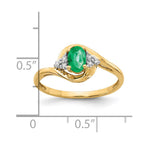 14k 6x4 Oval May/Emerald and Diamond Ring
