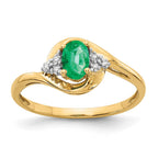 14k 6x4 Oval May/Emerald and Diamond Ring