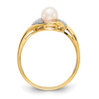 14k 5.5mm June/Freshwater Cultured Pearl and Diamond Ring
