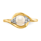 14k 5.5mm June/Freshwater Cultured Pearl and Diamond Ring