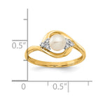 14k 5.5mm June/Freshwater Cultured Pearl and Diamond Ring
