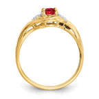 14k 6x4 Oval July/Ruby and Diamond Ring
