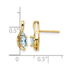 14k 5x3 Oval March/Aquamarine and Diamond Post Earrings
