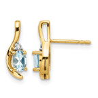 14k 5x3 Oval March/Aquamarine and Diamond Post Earrings
