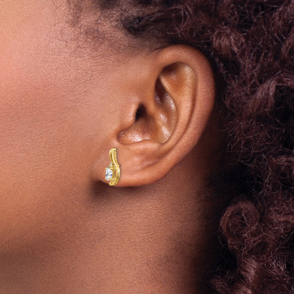 14k 5x3 Oval April/White Topaz and Diamond Post Earrings
