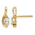 14k 5x3 Oval April/White Topaz and Diamond Post Earrings