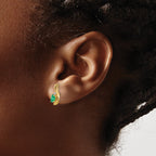 14k 5x3 Oval May/Emerald and Diamond Post Earrings