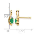 14k 5x3 Oval May/Emerald and Diamond Post Earrings