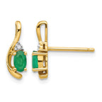 14k 5x3 Oval May/Emerald and Diamond Post Earrings