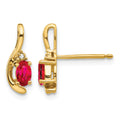 14k 5x3 Oval July/Ruby and Diamond Post Earrings