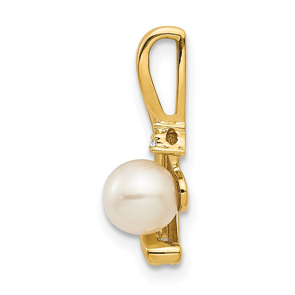 14k 5.5mm June/Freshwater Cultured Pearl and Diamond Pendant