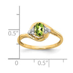 14k 6x4 Oval August/Peridot and Diamond Ring
