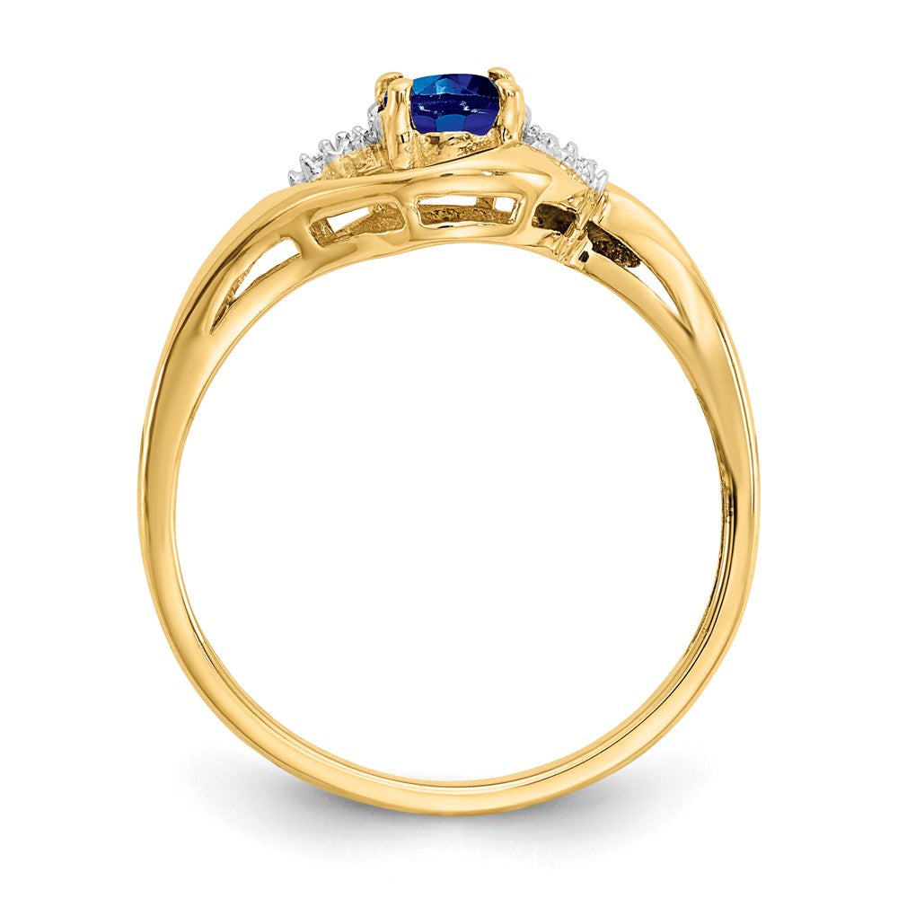 14k 6x4 Oval September/Sapphire and Diamond Ring