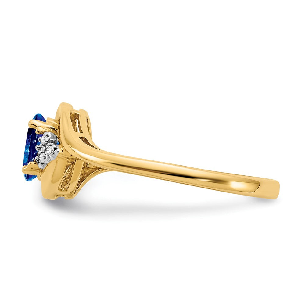 14k 6x4 Oval September/Sapphire and Diamond Ring