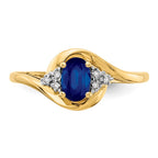14k 6x4 Oval September/Sapphire and Diamond Ring