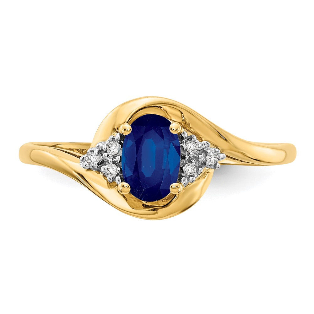 14k 6x4 Oval September/Sapphire and Diamond Ring