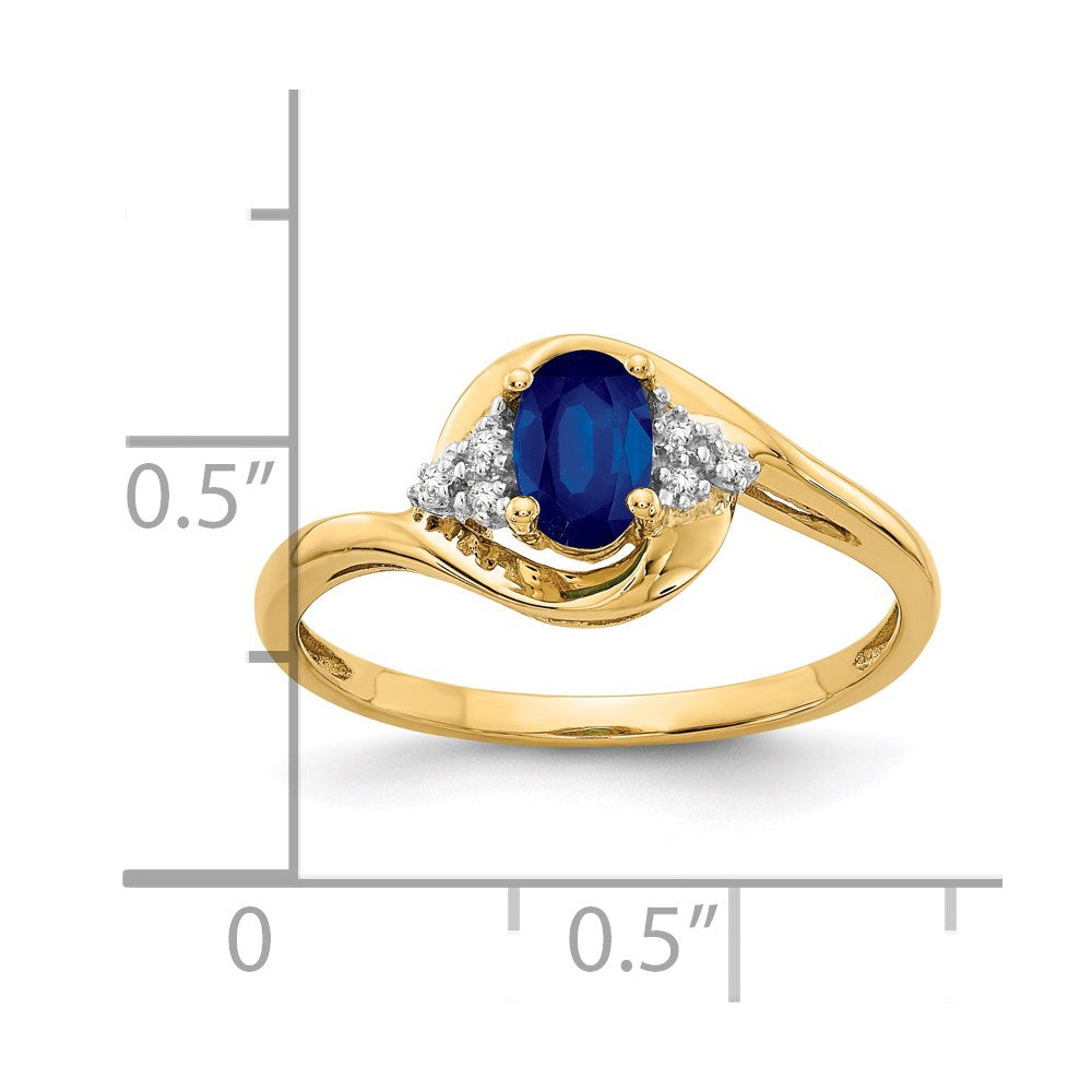 14k 6x4 Oval September/Sapphire and Diamond Ring