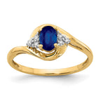 14k 6x4 Oval September/Sapphire and Diamond Ring