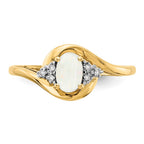 14k 6x4 Oval October/Opal and Diamond Ring