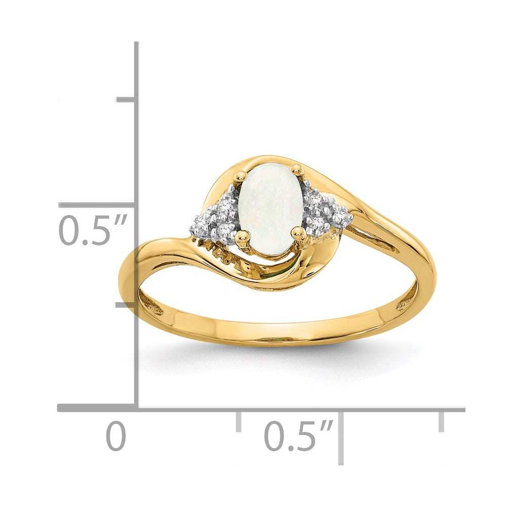 14k 6x4 Oval October/Opal and Diamond Ring