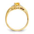 14k 6x4 Oval November/Citrine and Diamond Ring