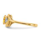 14k 6x4 Oval November/Citrine and Diamond Ring